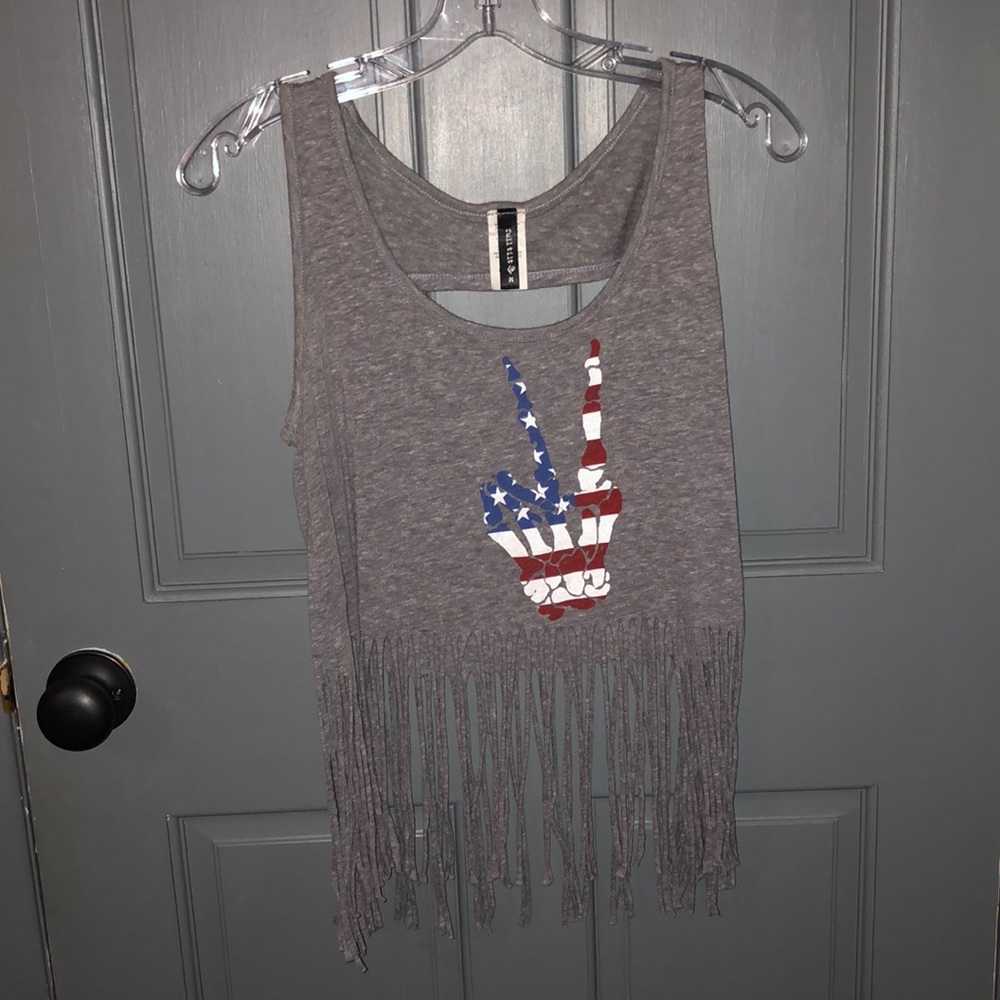 Grey fringed shirt